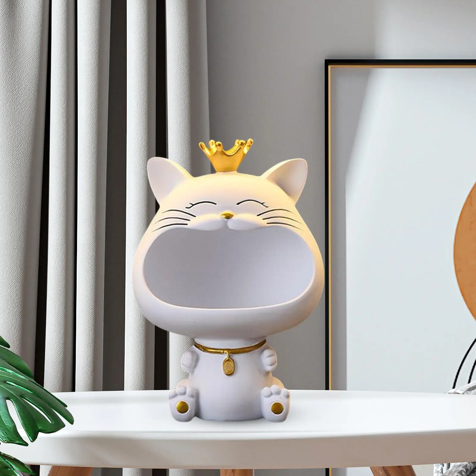 

Modern Cat Figurine Sorting Snack Holder Crafts Decorative Sundries Statue Storage Box for Bedroom Entrance Office Party Decor