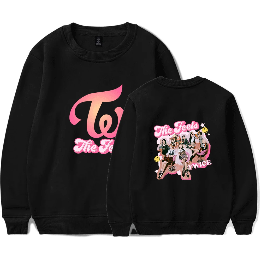 New Twice  Album The Feels Pullover Sweatshirt Kpop Cool Streetwear O-Neck Sweatshirt for Women Casual