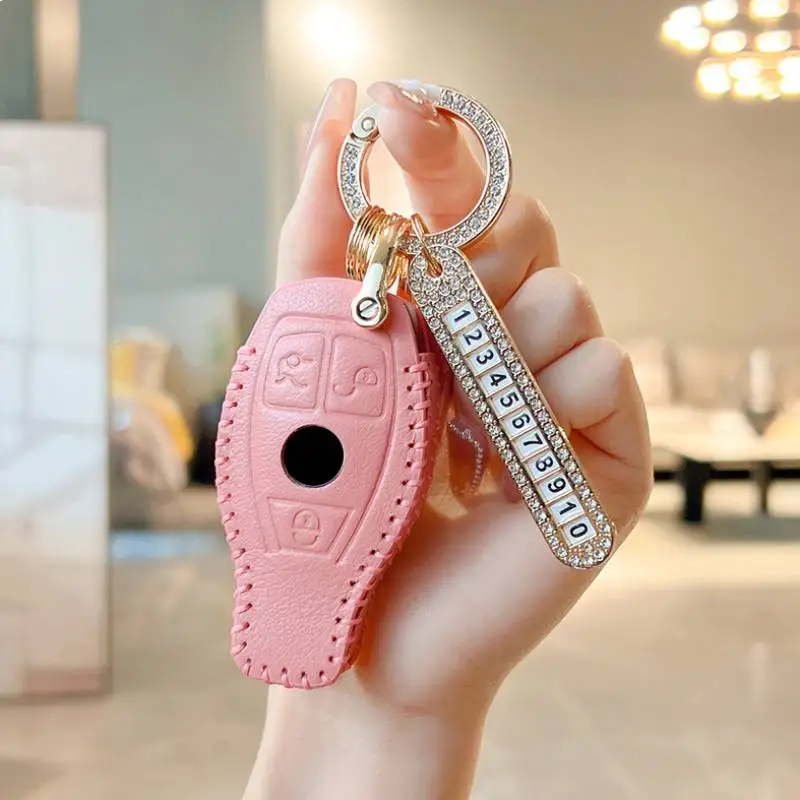 

Women Car Key Case Cover Fob Protector for Mercedes Benz S Class C200L A180 GLA200 GLC260 GLk30 E300L C260l Keychain Holder