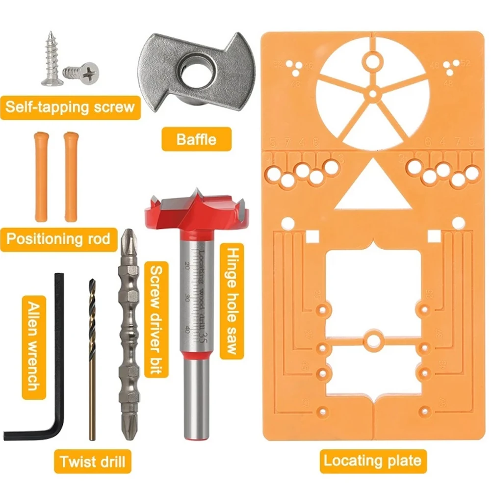 

35mm Hinge Hole Drilling Guide Locator Set Adjustable Hole Opener For For Hinge Opening Power Tool Accessories