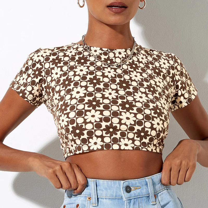 

The New Polka Dot Print Slim Sexy Crop Short T-shirt