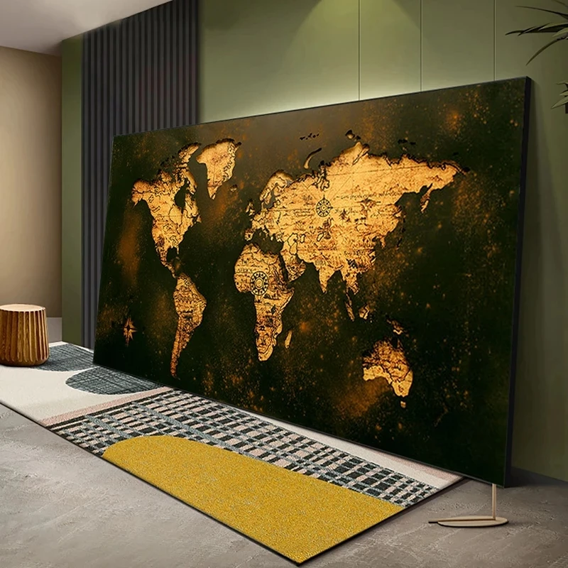

World Map Poster Canvas Art Decor Paintings Retro Abstract Posters Prints Wall Art Pictures Living Room Home Decoration Cuadros