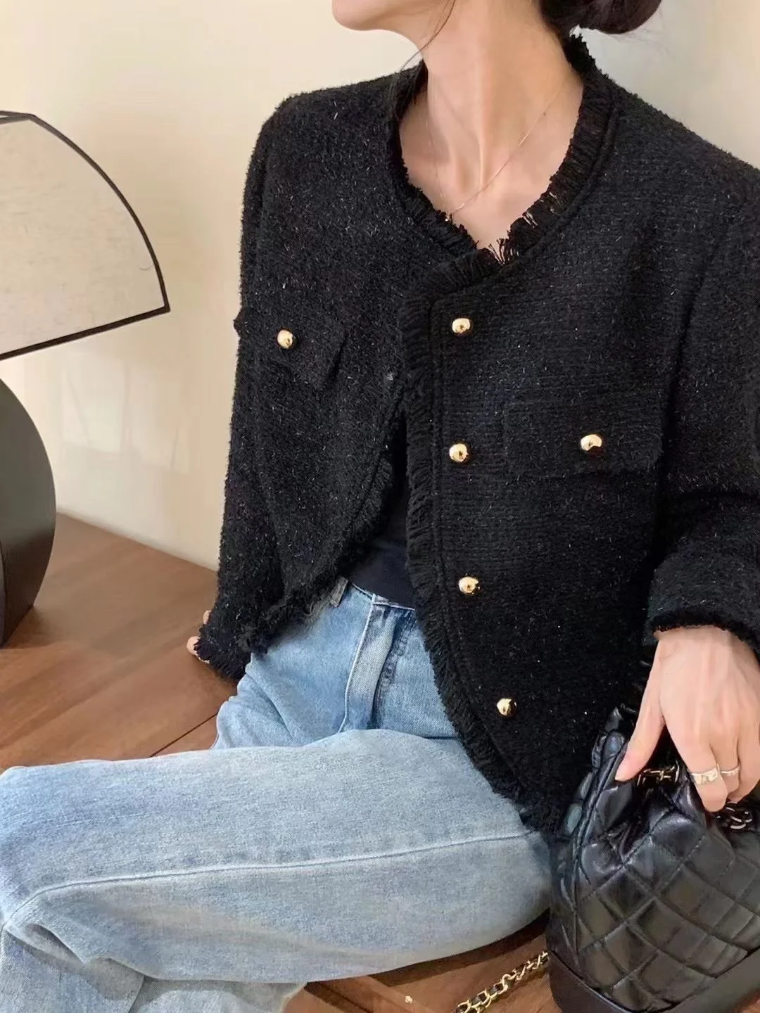 Короткая изящная верхняя одежда Французский стиль Высококачественная тонкая