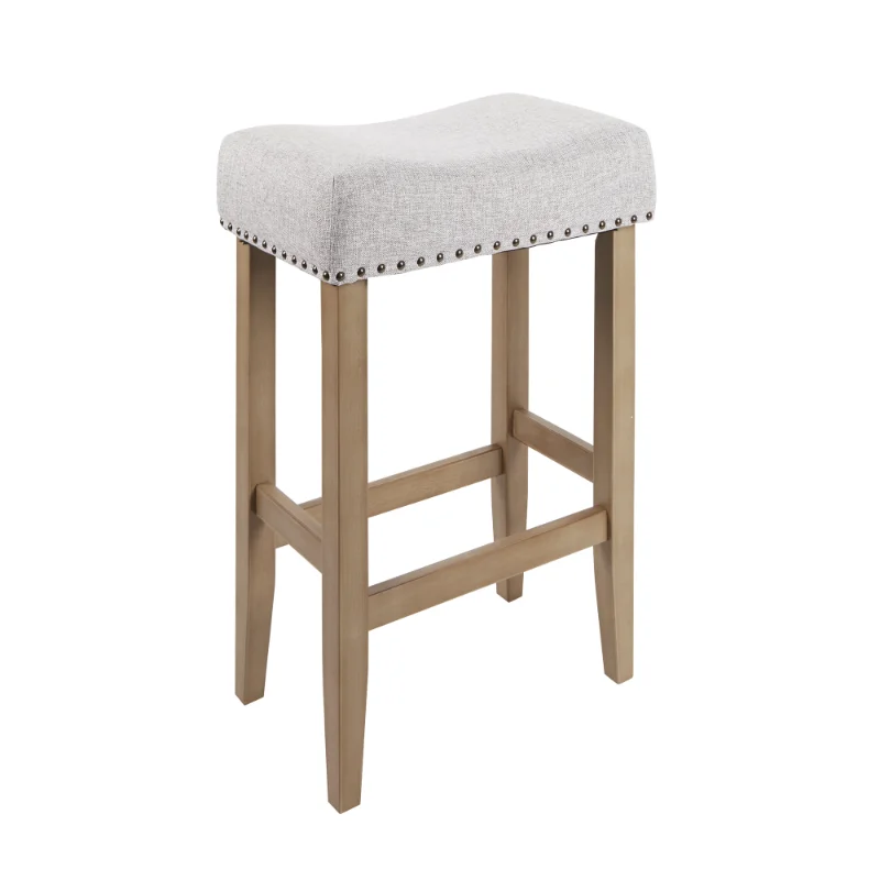 

Light Grey Linen Like Upholstered Backless 29 Inch Barstool Bar Stools Set of 3