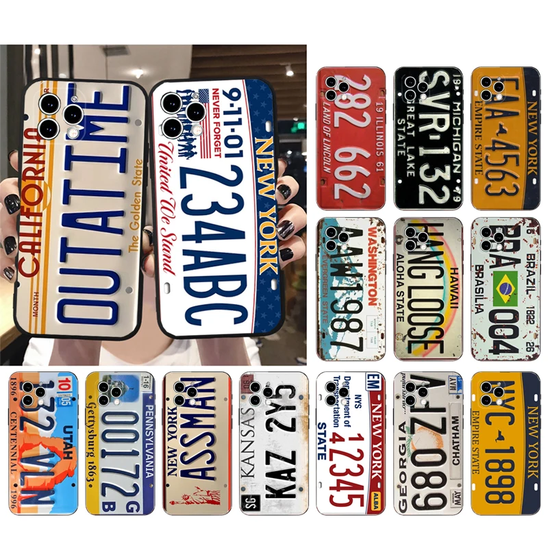 

Phone Case For iphone 14 13 12 11 Pro Max XS XR X 12mini 14 Plus SE License Plate Number Car Plate Mobile Phone Case Funda