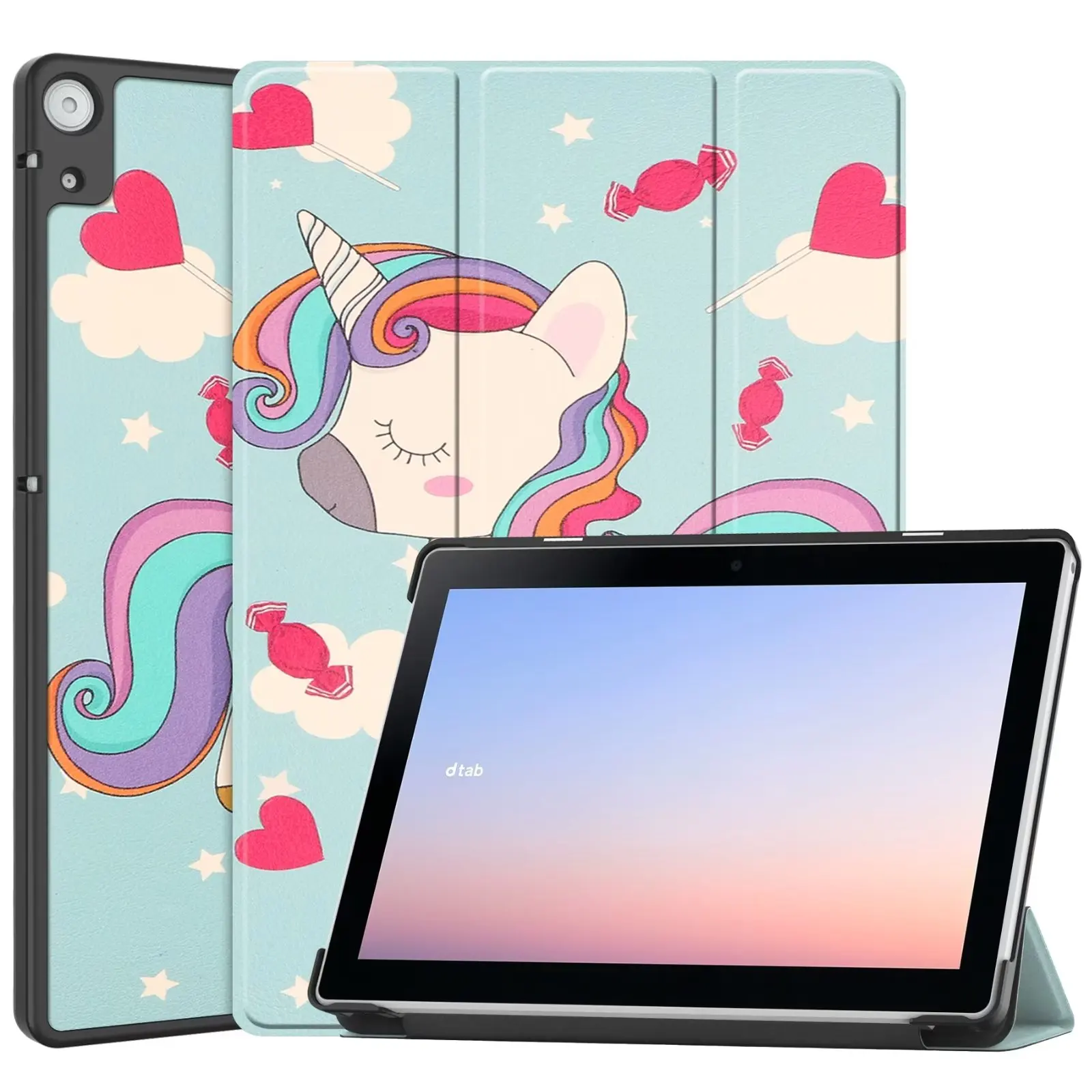 

Kids Unicorn For Docomo Dtab D-51C 10.1 Inch 2022 Case Luxury Trifold Stand Slim Lightweight Smart Protective Tablet Case Cover