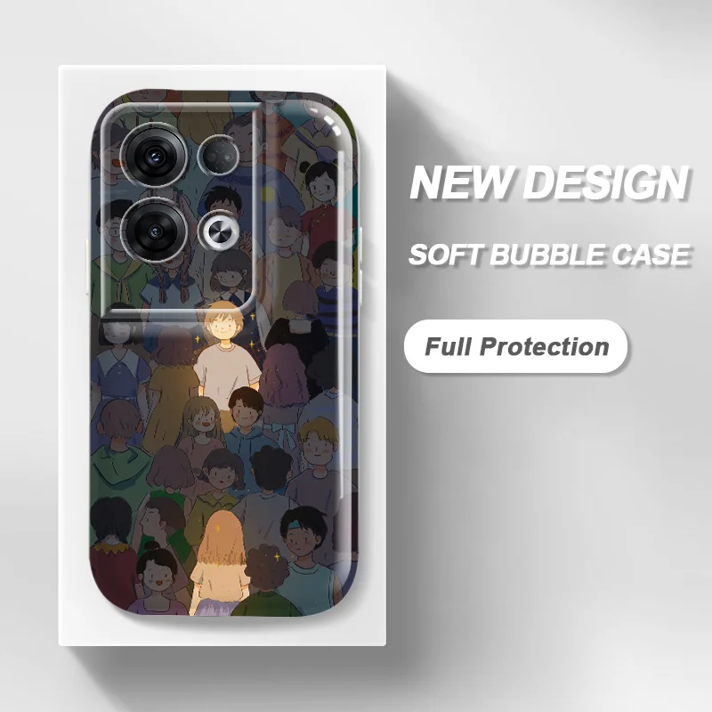 

Crowd Lovers'girlfriends Case for OPPO Reno 4G Reno3 Pro Reno4 Reno7 Z Reno8 Pro 5G Lite F21 Pro A96 Nord N20 Soft Phone Cover