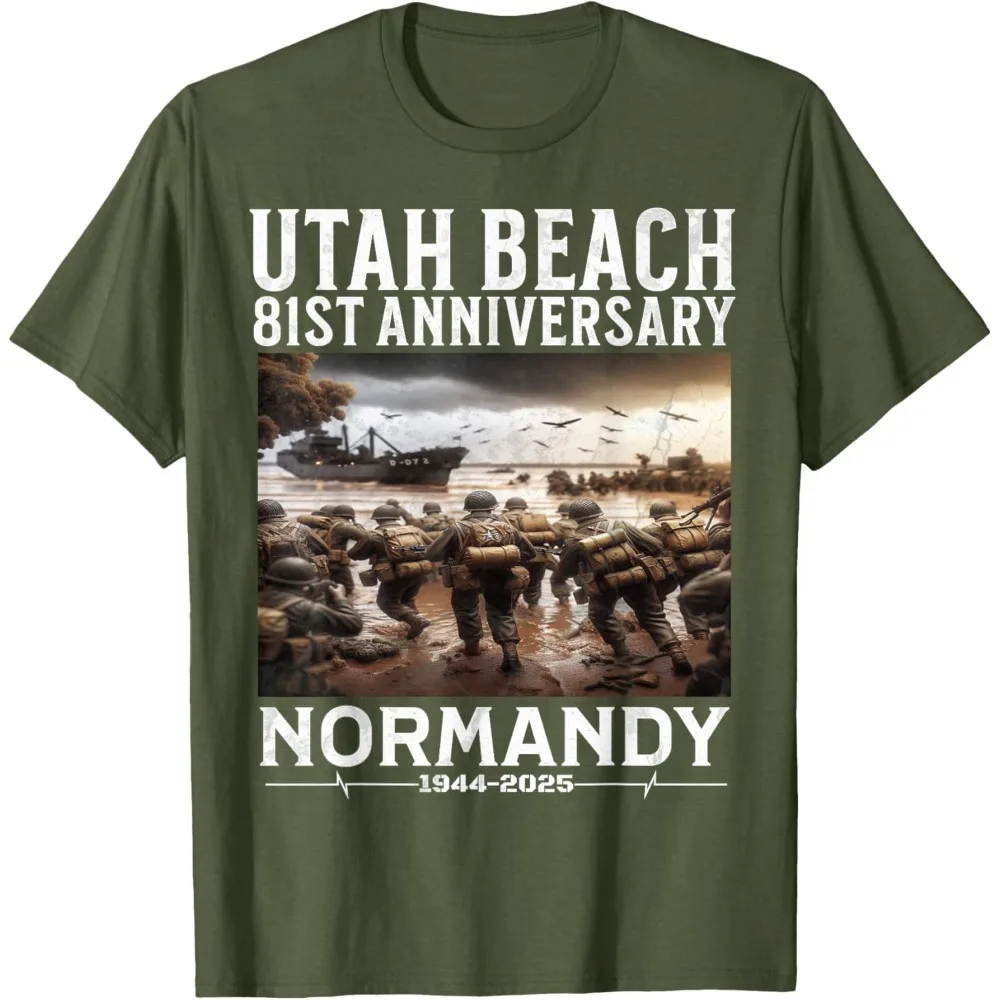 Фото Футболка D-Day 81th Anniversary 2025 Normandy D-Day Utah Beach 1944 года, летние дышащие топы Camisetas Nostalgia в стиле ретро №4