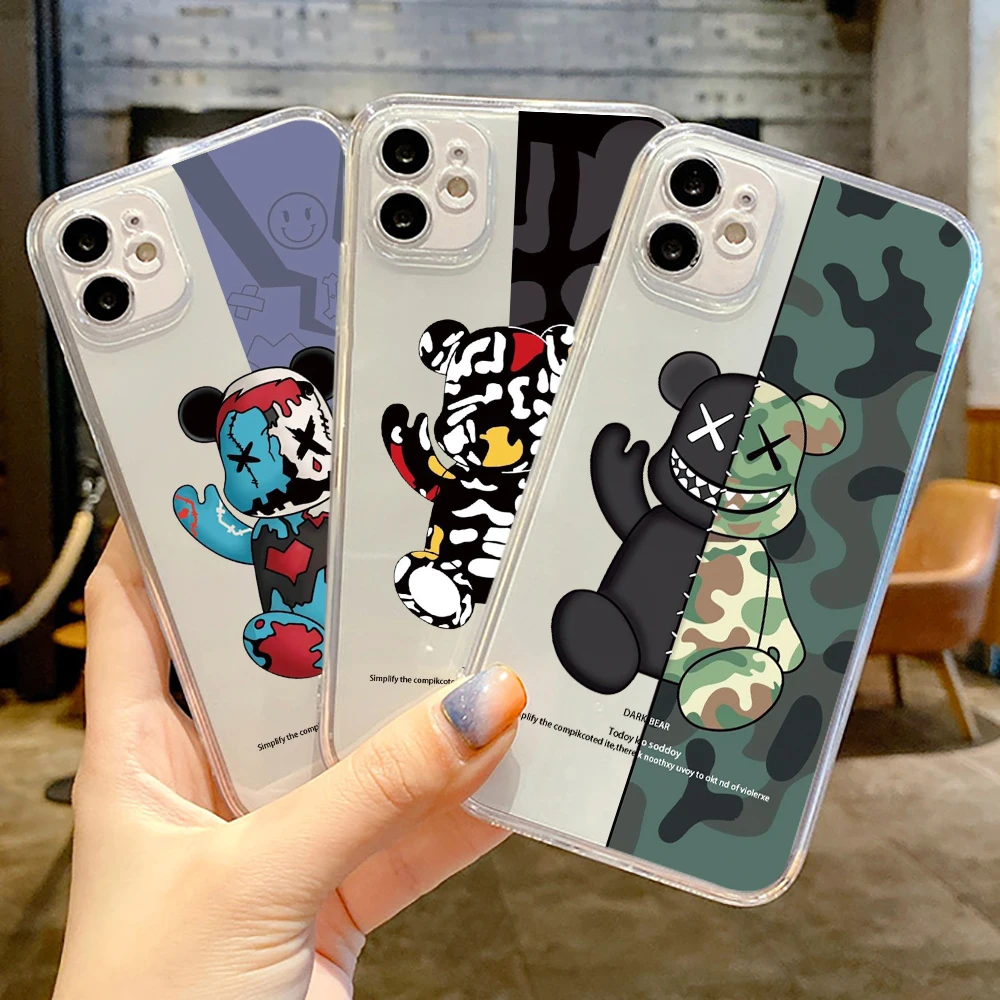 

Fashion Side Gloomy Bear Ultra Thin Clear Phone Case For Apple iPhone 13 12 11 Pro 12 13 Mini X XR XS Max SE 6 6s 7 8 Plus Soft