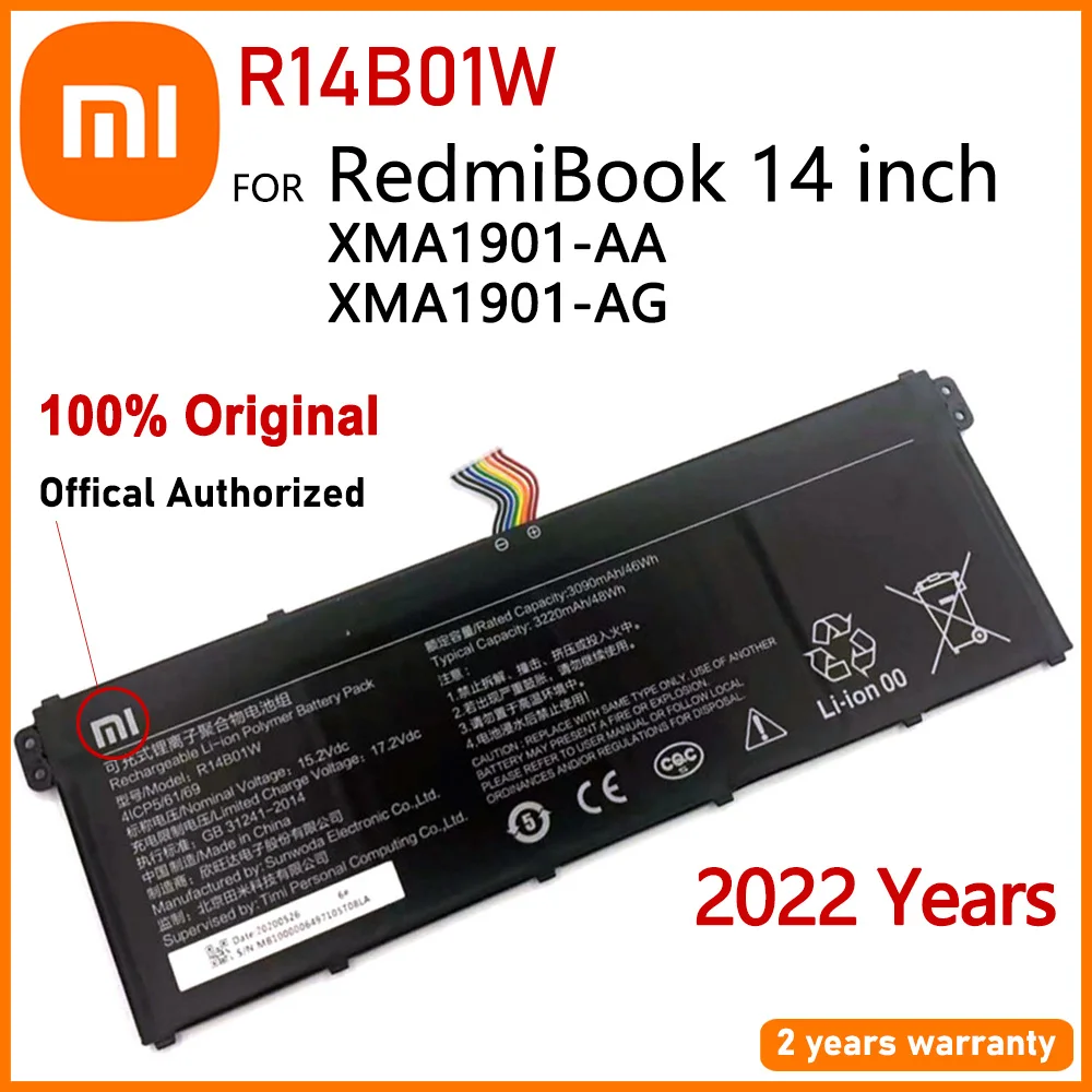 

Оригинальный аккумулятор R14B01W для ноутбука Xiaomi Redmibook 14, 16 дюймов XMA1901-AA/AG/DG/BB/YN/DJ XMA2002 Ryzen 4500U 4ICP5/6/70 R14BO1W