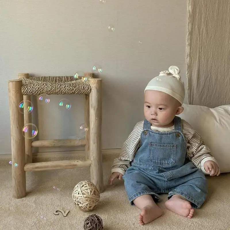 

2022 Spring New Kids Sleeveless Jumpsuit Cute Baby Denim Overalls Boys Loose Casual Strap Pants Infant Girl Denim Pants