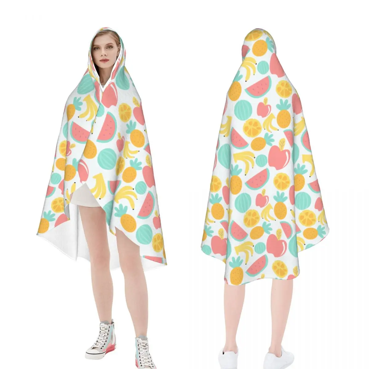 

Cute Pattern Soft Flannel Anti-Wrinkle Hypoallergenic Non-irritating Skin Portable Wearable Polyester Printed Round Blanket