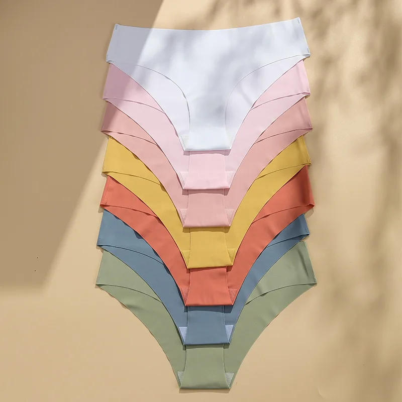 

Women Low Waist Ice Silk Seamless Panties Women's Cotton Crotch Breathable Sexy Minimalism Yoga Girls' Briefs Women Underwear