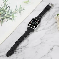 leather strap for apple watch 7 45mm 41mm soft comfortable woven bracelet wristband for iwatch 6 5 4 se 44mm 42mm 40mm 38mm band