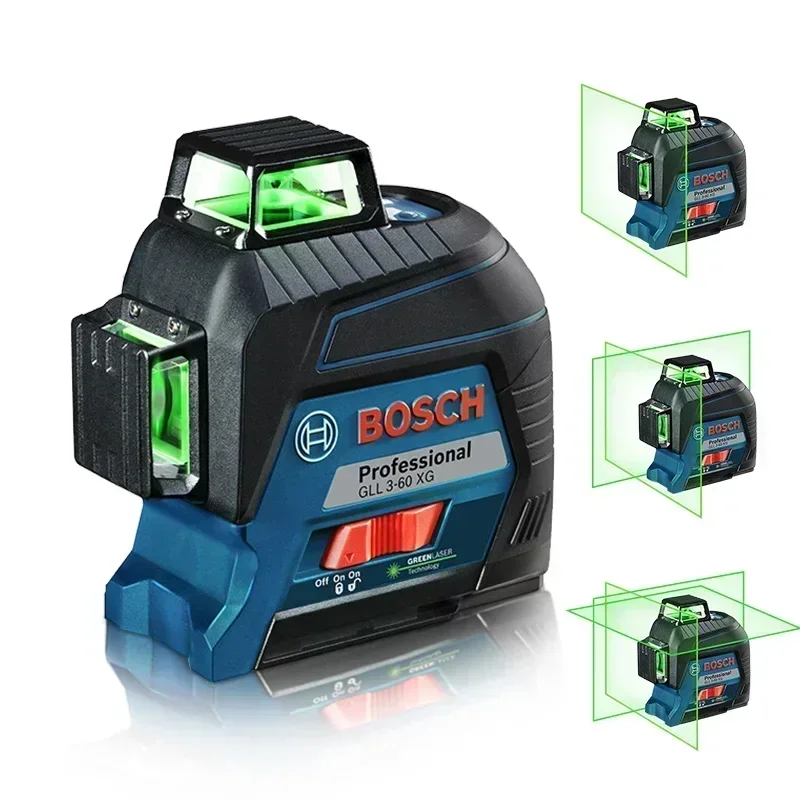 BOSCH GLL3-60XG 12-линейный лазерный уровень зеленый 3D-уровень самовыравнивающийся на