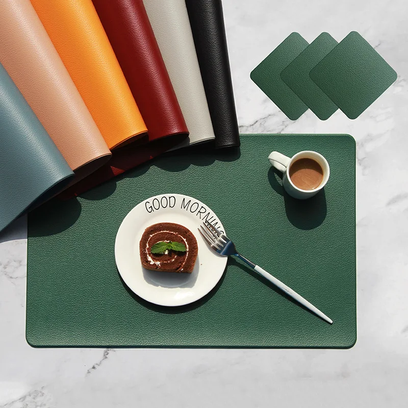 

Nordic Style Faux Leather Placemat Water and Oil Repellent Placemats Insulated Table Pad Hotel Home Mat