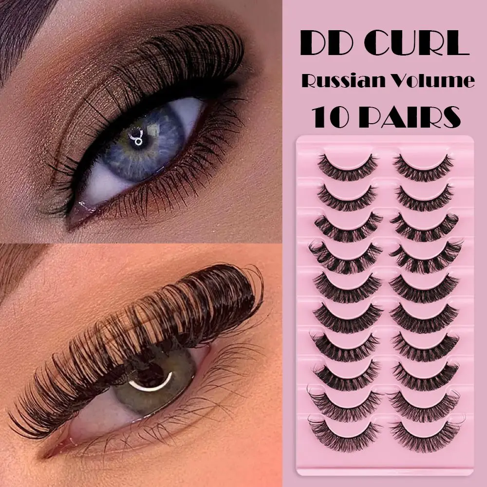 

5/10 Pairs Mix Styles DD Curl 10-23mm Russian Volume Lashes 3D Mink Eyelashes Reusable Fluffy Strip Lashes Eyelashes Extensions