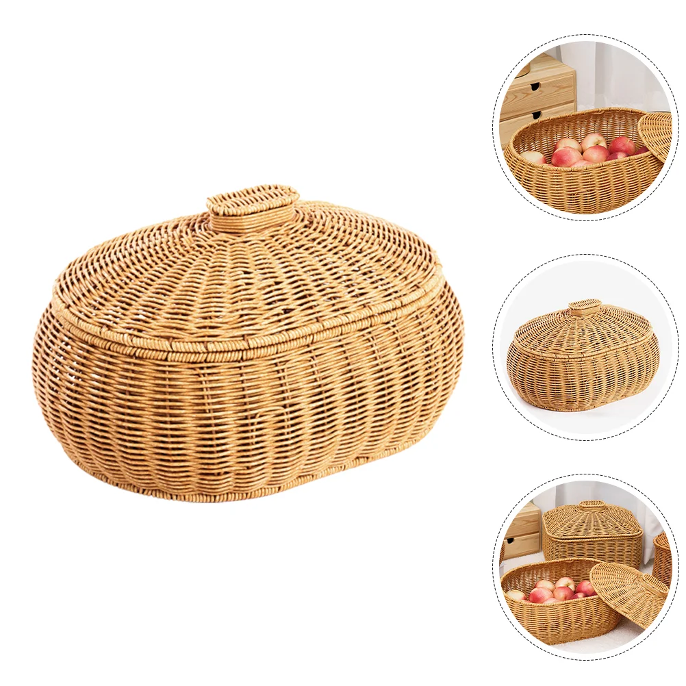 

Rattan Storage Basket Home Decor Woven Bread Desktop Holder For Organizing Snack Sundries Multi-function