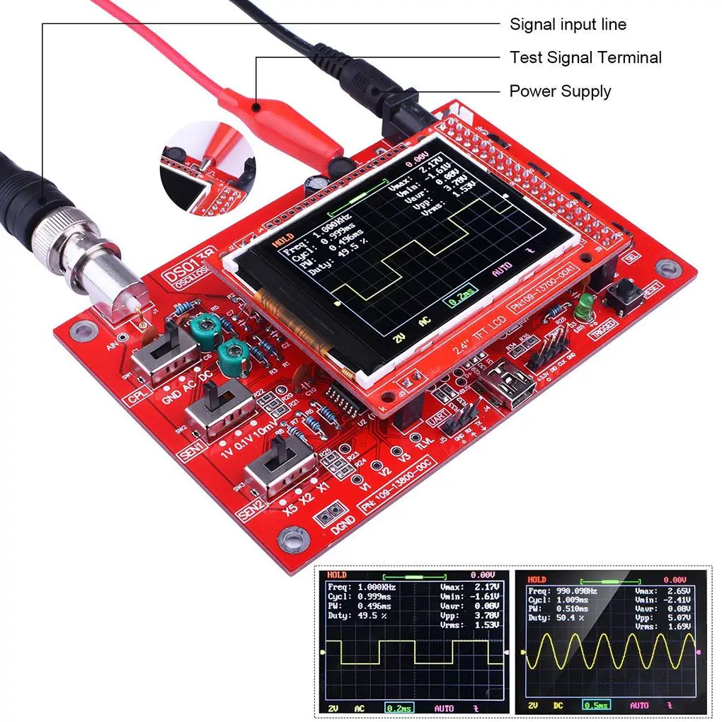 Спаянный DSO138 2 4 &quotTFT Ручной Карманный цифровой осциллограф SMD спаянный акриловый