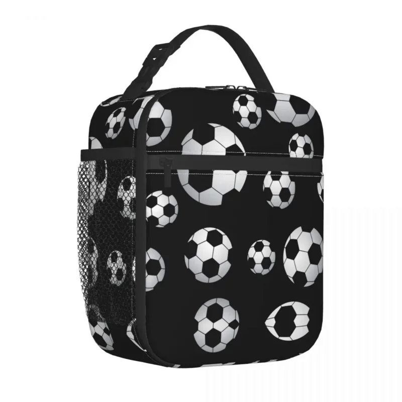

Soccer Pattern Insulated Lunch Bag Cooler Bag Meal Container Football Balls Sports Large Tote Lunch Box Food Bag College Picnic