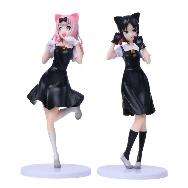 

22cm Anime Love Is War Figure Shinomiya Kaguya Action Figure Fujiwara Chika Model Cute Standing Still Figure Cat Ear Model Toy