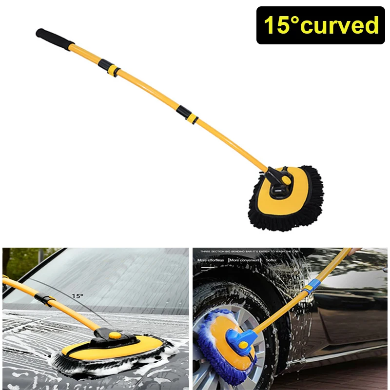 Car Cleaning Brush Detailing Adjustable Car Wash Brush Telescoping Long Handle Cleaning Mop Chenille Broom Auto Accessories