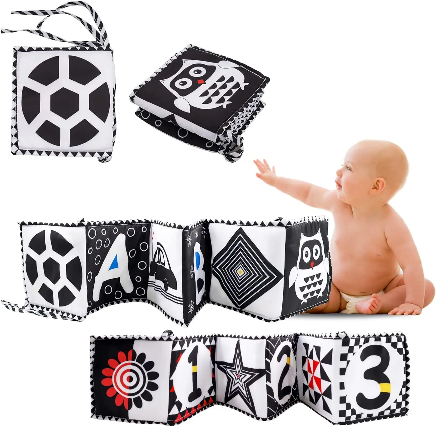 

Kids Cloth Book Newborn Bed Crib Bumper Animal Quiet My First Book Infant Montessori Black White Books for Babies Sensory Toys
