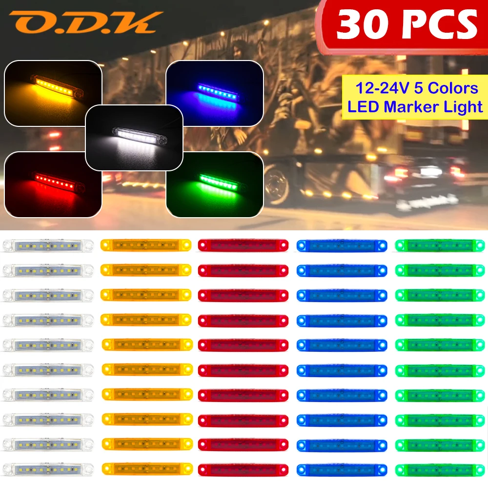 30x Warning Brake Light 9 LED Light Oval Clearance Car Bus Trailer Truck Lorry Caravan LED Side Marker Indicator Lamp 12V 24V