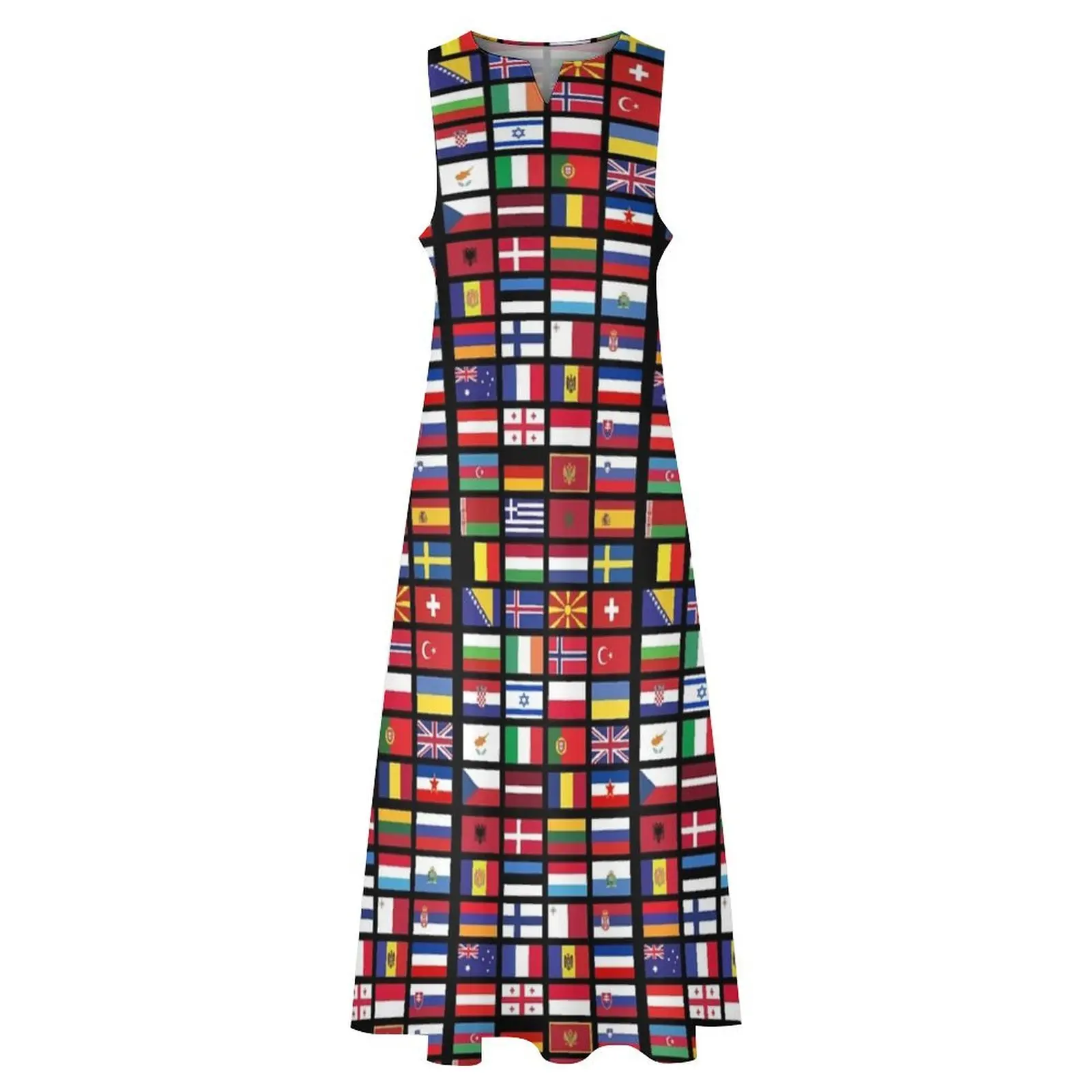 Длинное платье с флагами Евровидения женское вечернее