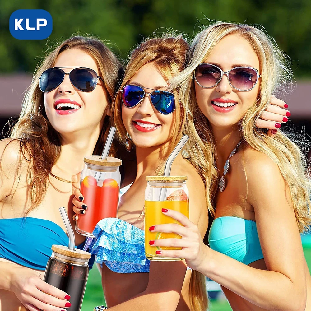 KLP 1/2/4 шт. бокалы со стеклянными соломинами-бокалы для пива холодного кофе виски и