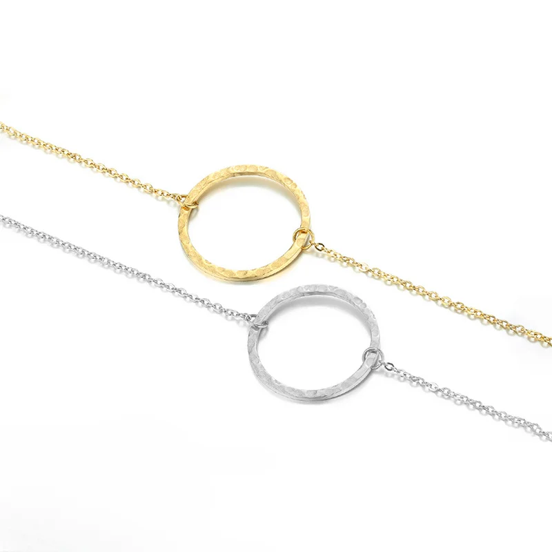 European and American Simple Stainless Steel Round Pendant Accessories Necklace For Women's Clavicle Chain Jewelry