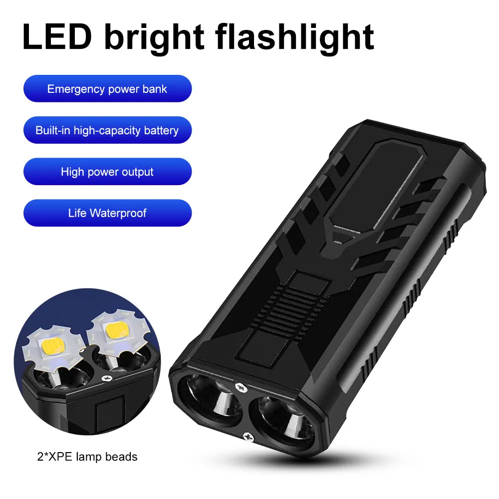

High Powerful LED Flashlight USB Rechargeable Super Bright Torch Lantern Outdoor Camping Emergency Light Spotlight Power Bank