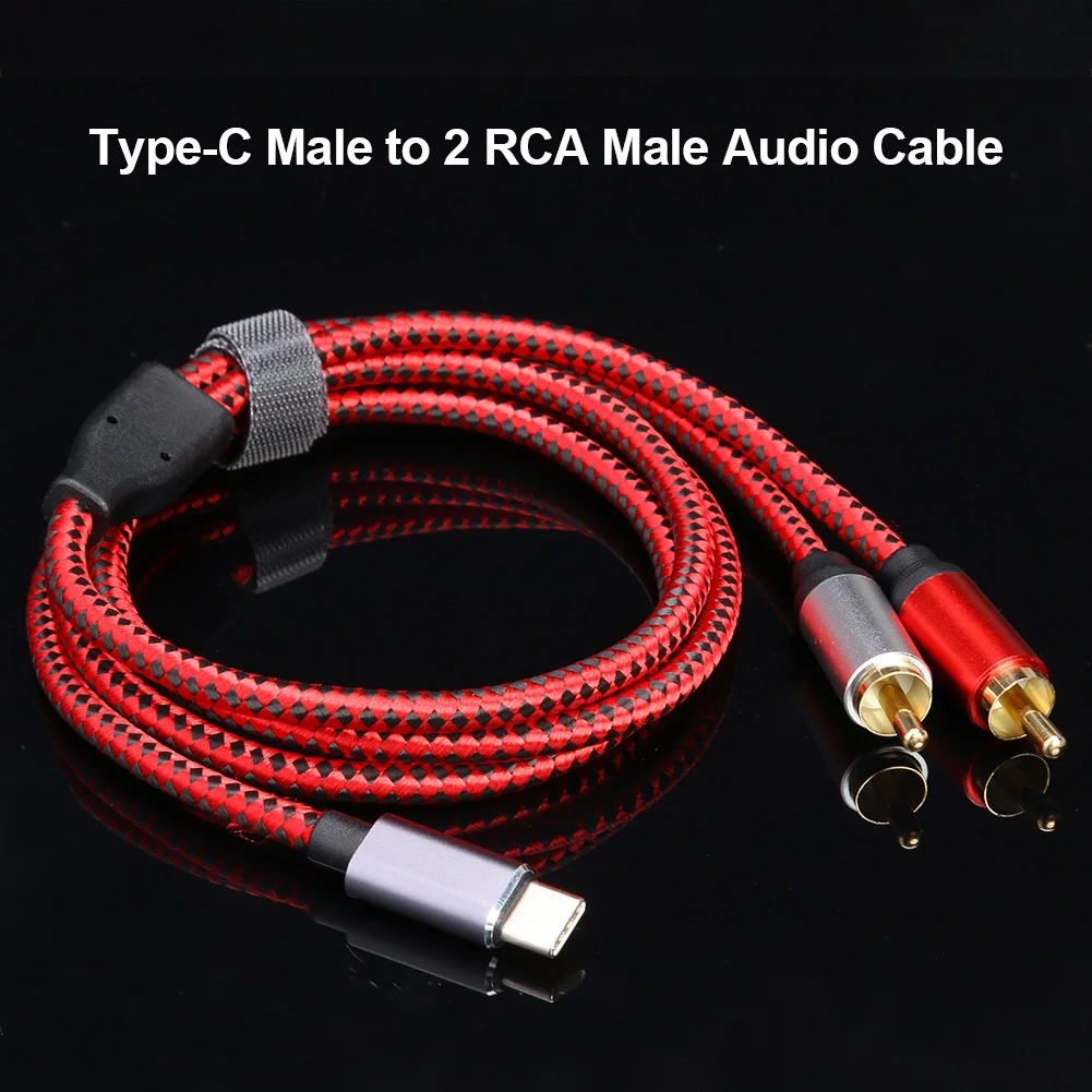 

Type-C to 2 RCA Male Audio Cable 1 to 2 Adapter Cord Tablet Speaker Amplifier TV for Xiaomi Huawei Tablet
