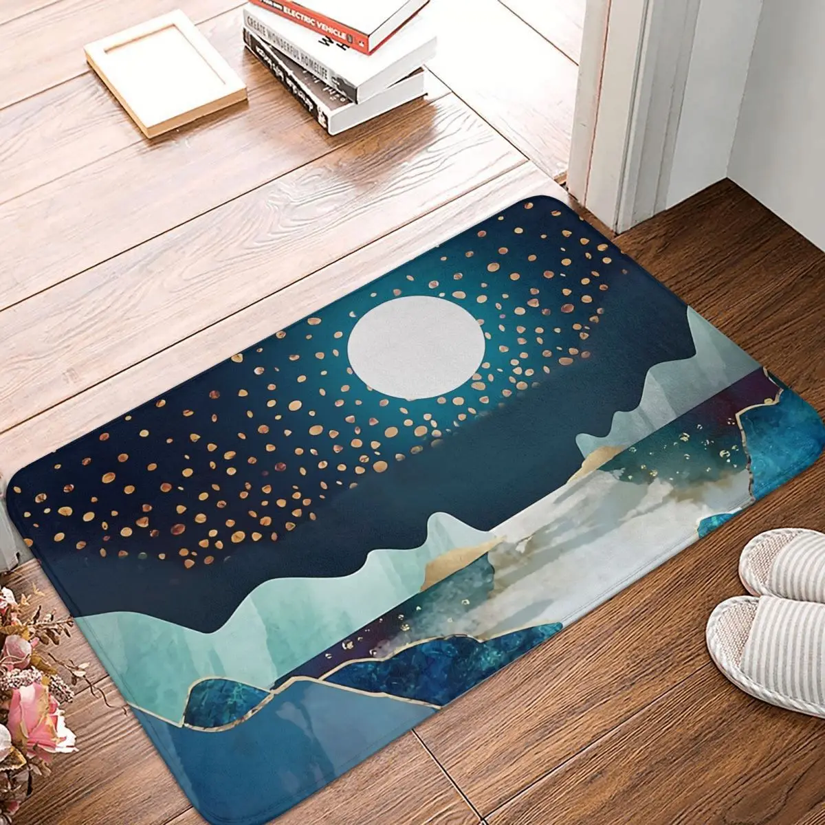 

Mountain Bath Mat Moon Glow Doormat Kitchen Carpet Outdoor Rug Home Decoration