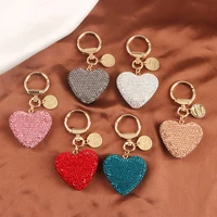 full rhinestone heart key chains couple peach heart car keychain women handbag pendant keyring gi