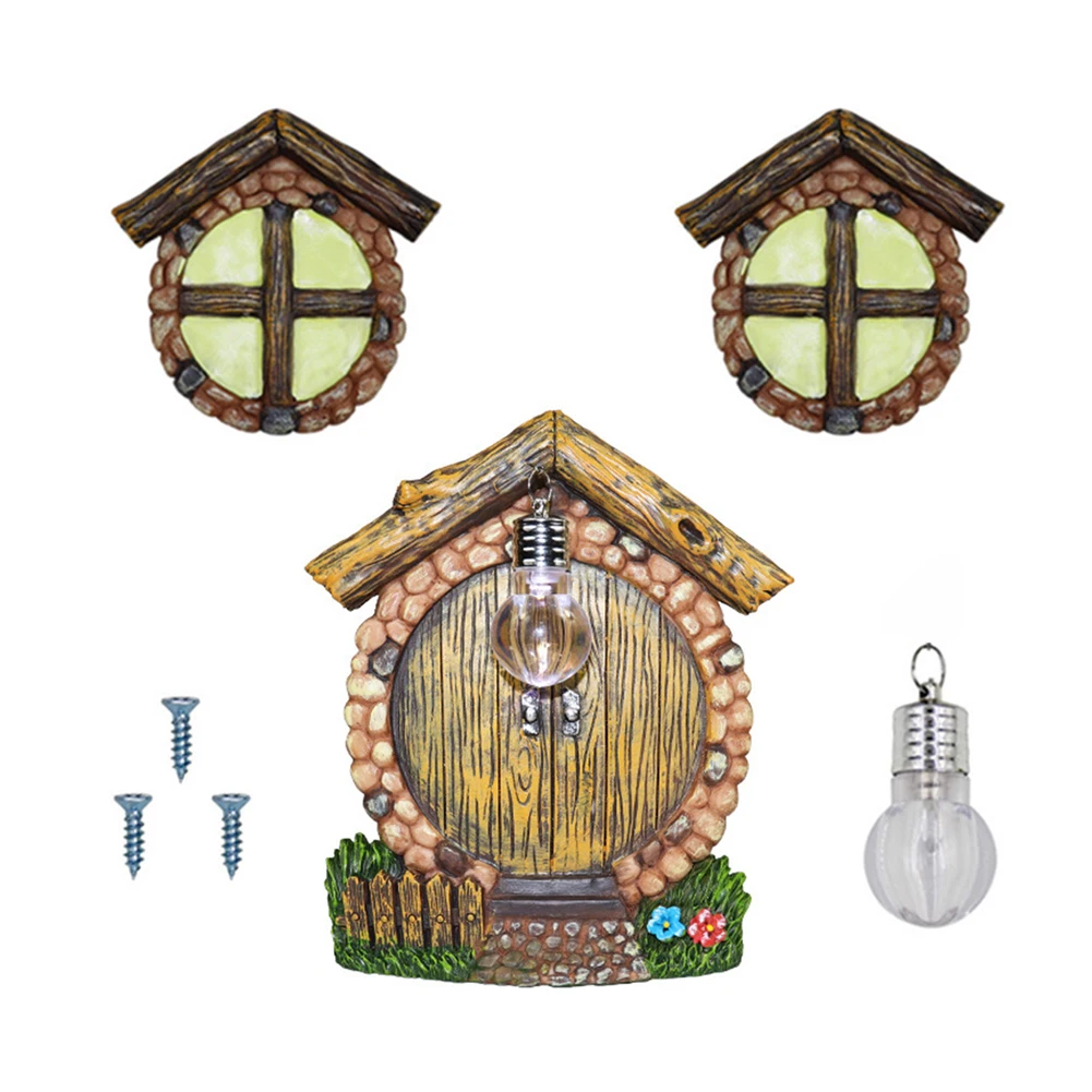 

Garden Sculpture Glow In Dark Ornament For Trees Pendant Fairy Door Windows Outdoor Yard Art Accessories Gift Miniature Wall