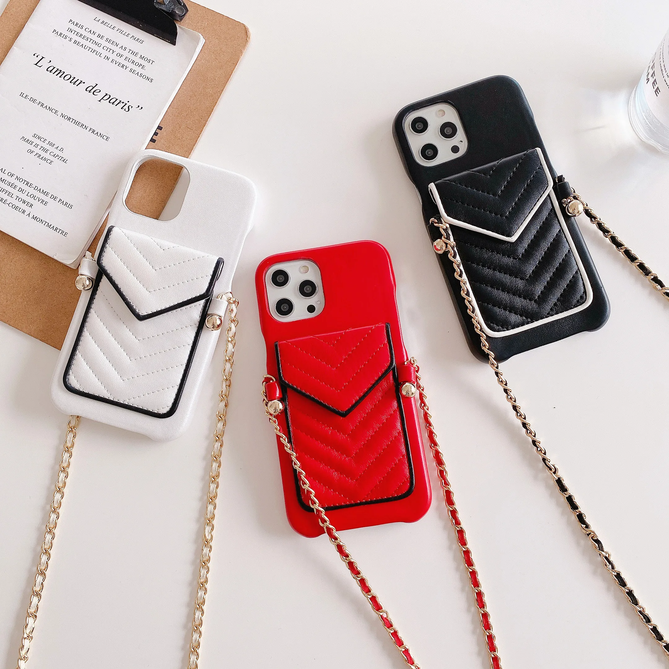 

2022 Luxury Card Wallet Crossbody Chain Bag leather phone case For iphone 13 pro max Case 12 11 Pro max Cover XS MAX 7 8 plus X