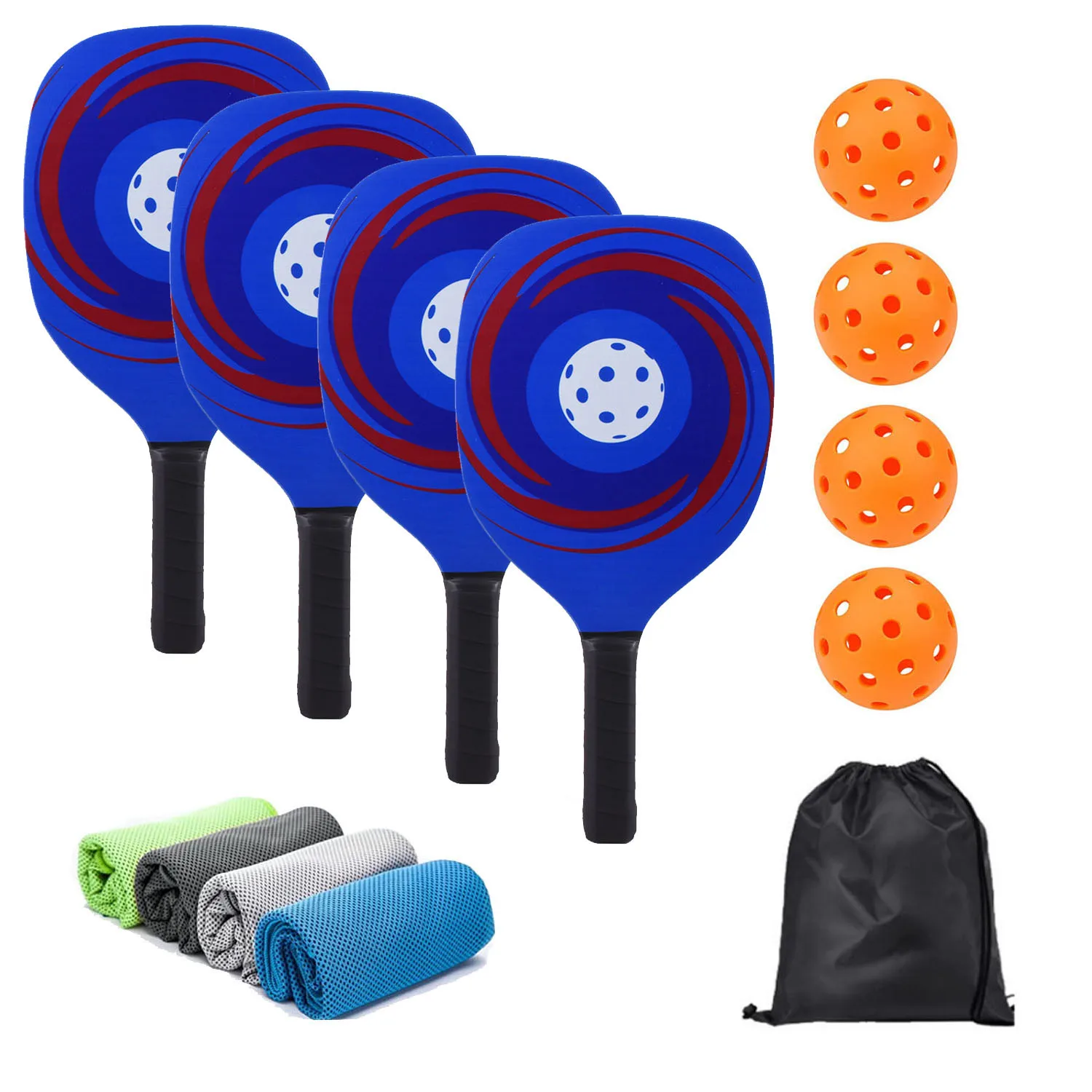 

Fiberglass Pickleball Paddles Basswood Pickleball Beach Paddles 4 Paddles + 4 Balls + 4 Towels + 1 Storage Bag Pickleball Paddle