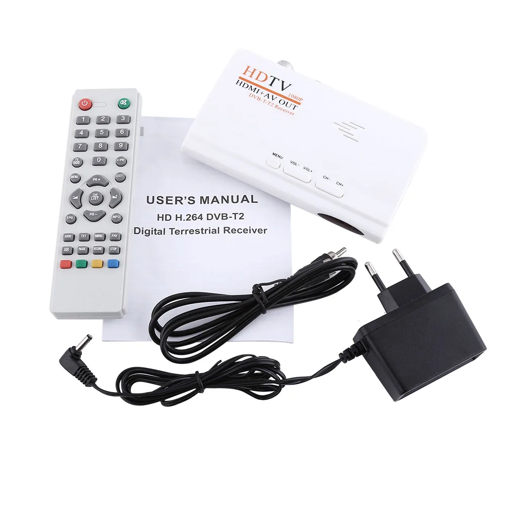 

DVB-T2 ТВ-приставка тюнер приемник 1080P HD HDMI-совместимый конвертер пульт дистанционного управления без порта VGA