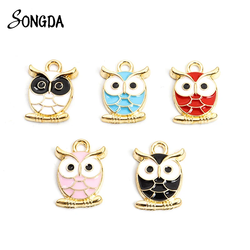 

20Pcs/lot Gold Plated Enamel Owls Charms for Pendant Necklace Keychains Earrings DIY Jewelry Makings Handmade Findings Crafts