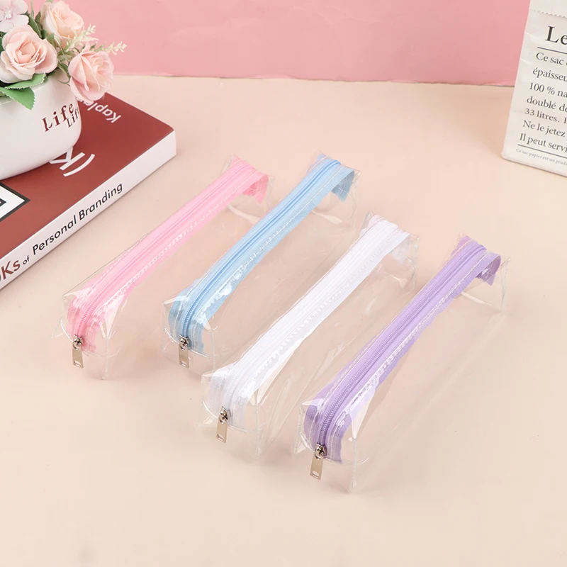 

Transparent Zipper Pouch Pen Bag Cosmetic Makeup Pouch Miscellaneous Organizers Stationery Gifts School Supplies