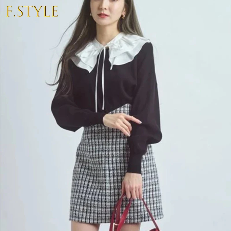 

Женский свитер с длинным рукавом, милый свободный Универсальный пуловер с воротником, весна 2022