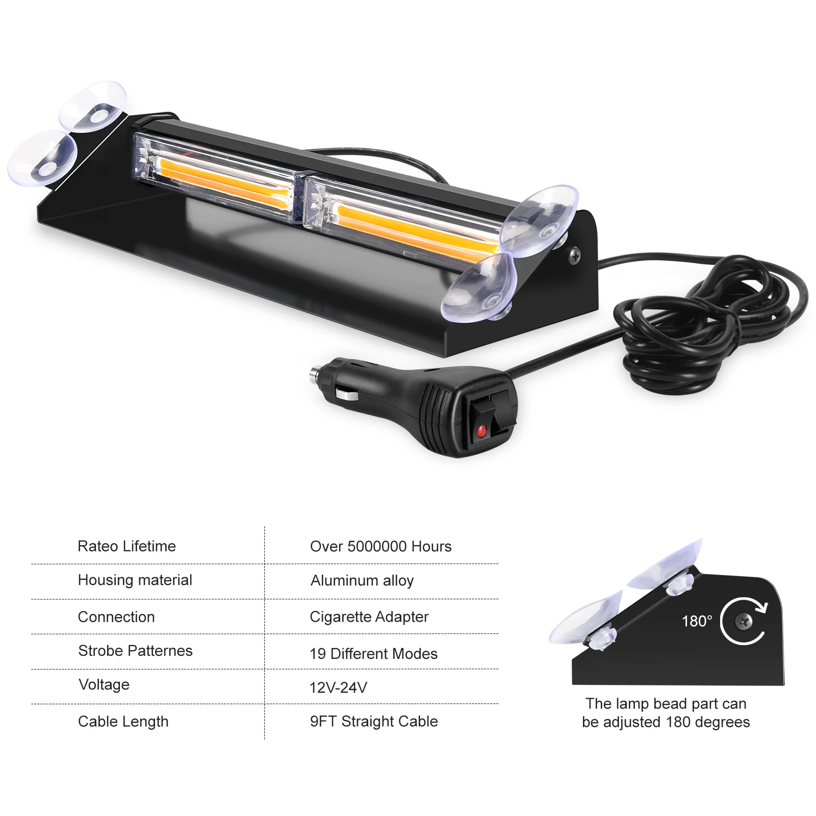 Красный синий желтый светодиод автомобильный стробоскоп на ветровое стекло