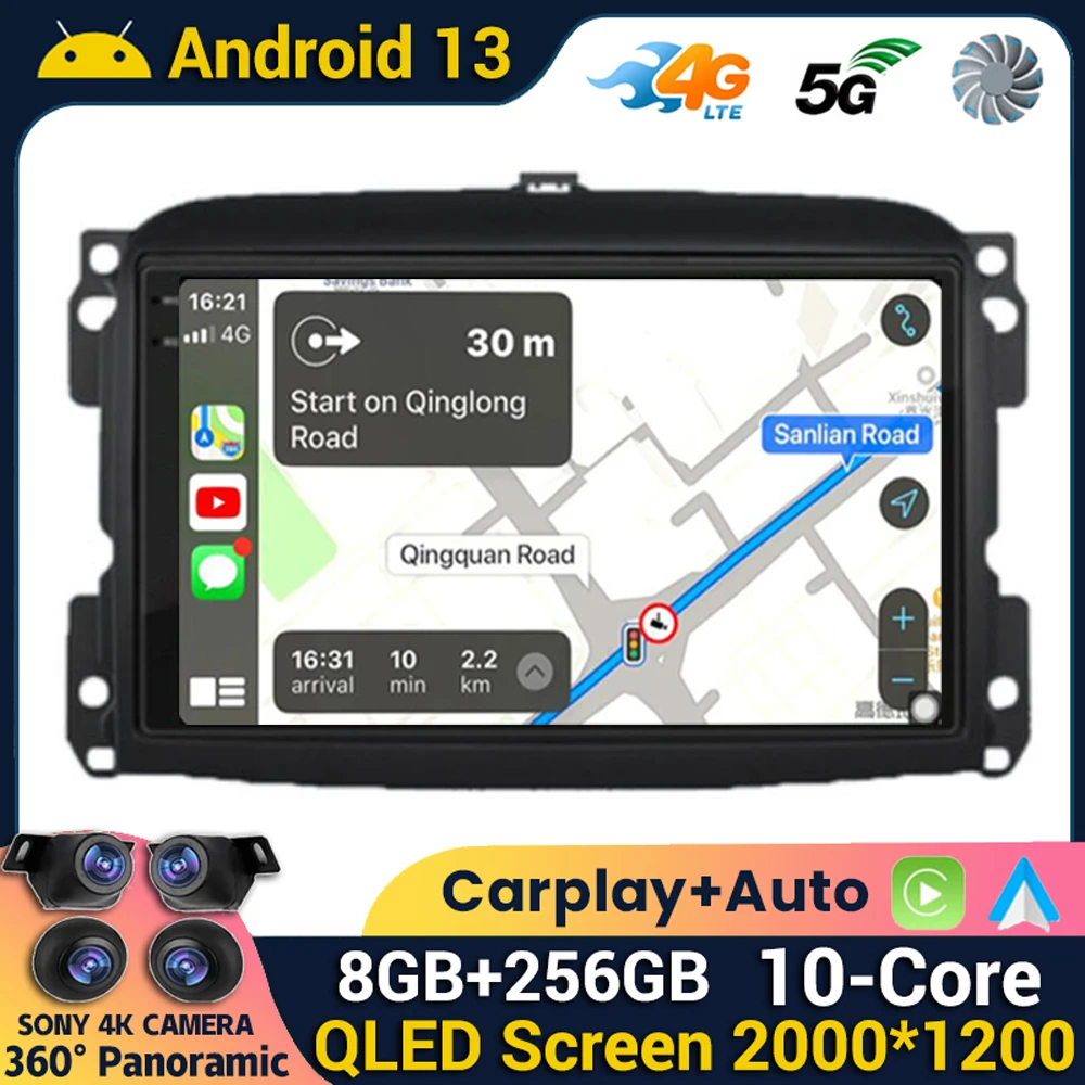 

Android 13 CarPlay Auto Car Radio For Fiat 500L Egea Doblo 2012 2013 2014 2015 2016 2017 Multimedia Stereo Player GPS 360 Camera