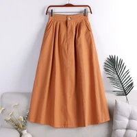womens skirt summer new solid color loose high waisted skirt button zip mid length a line skirt womens clothing fashion 2022