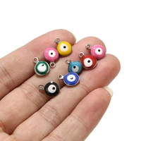 30pcs stainless steel 8mm width turkish evil eye charms pendants accessories for diy jewelry making bracelets necklaces findings