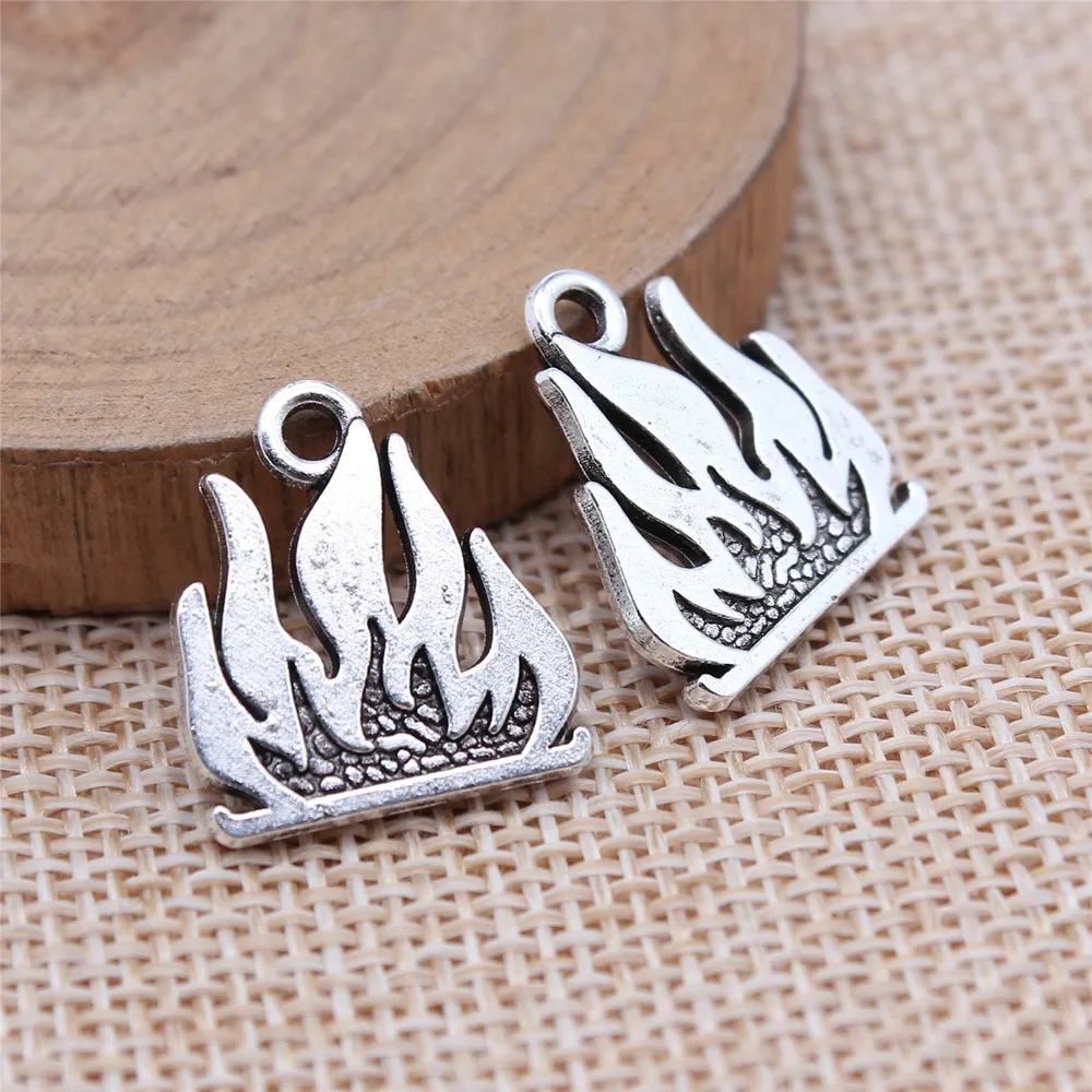 10Pcs 18x16mm Antique Silver Color Flame Charms Pendant Designer Charm Fit Jewelry Making DIY Jewelry Accessories Handmade Craft