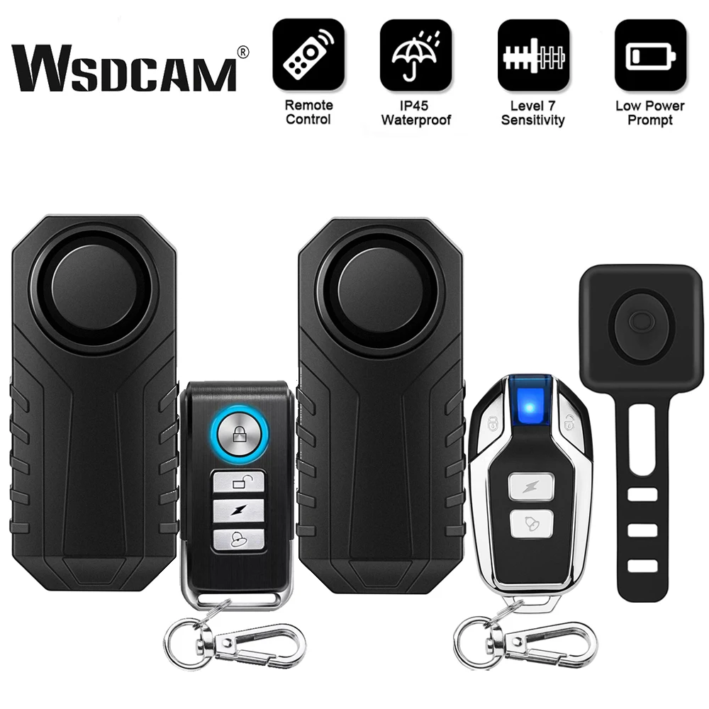 WSDCAM Waterproof Bike Alarm Remote Control Wireless Anti Lost Warning Alarm Sensor Motorcycle Car Alarm Security Protection