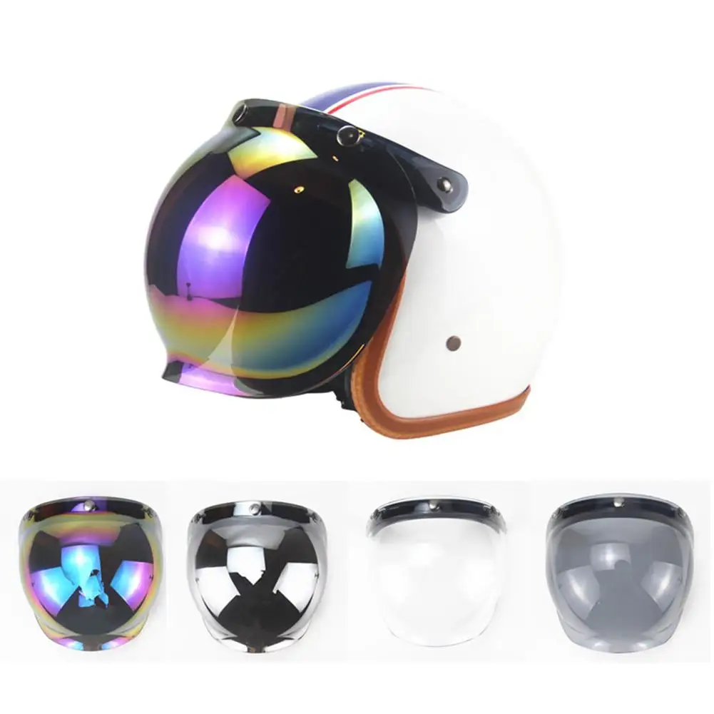 

Motorcycle Helmet Lens 3-button Retro Lens With Frame Bubble Shield Motorcycle Helmets Accessoriess for Motor Helmet Lens
