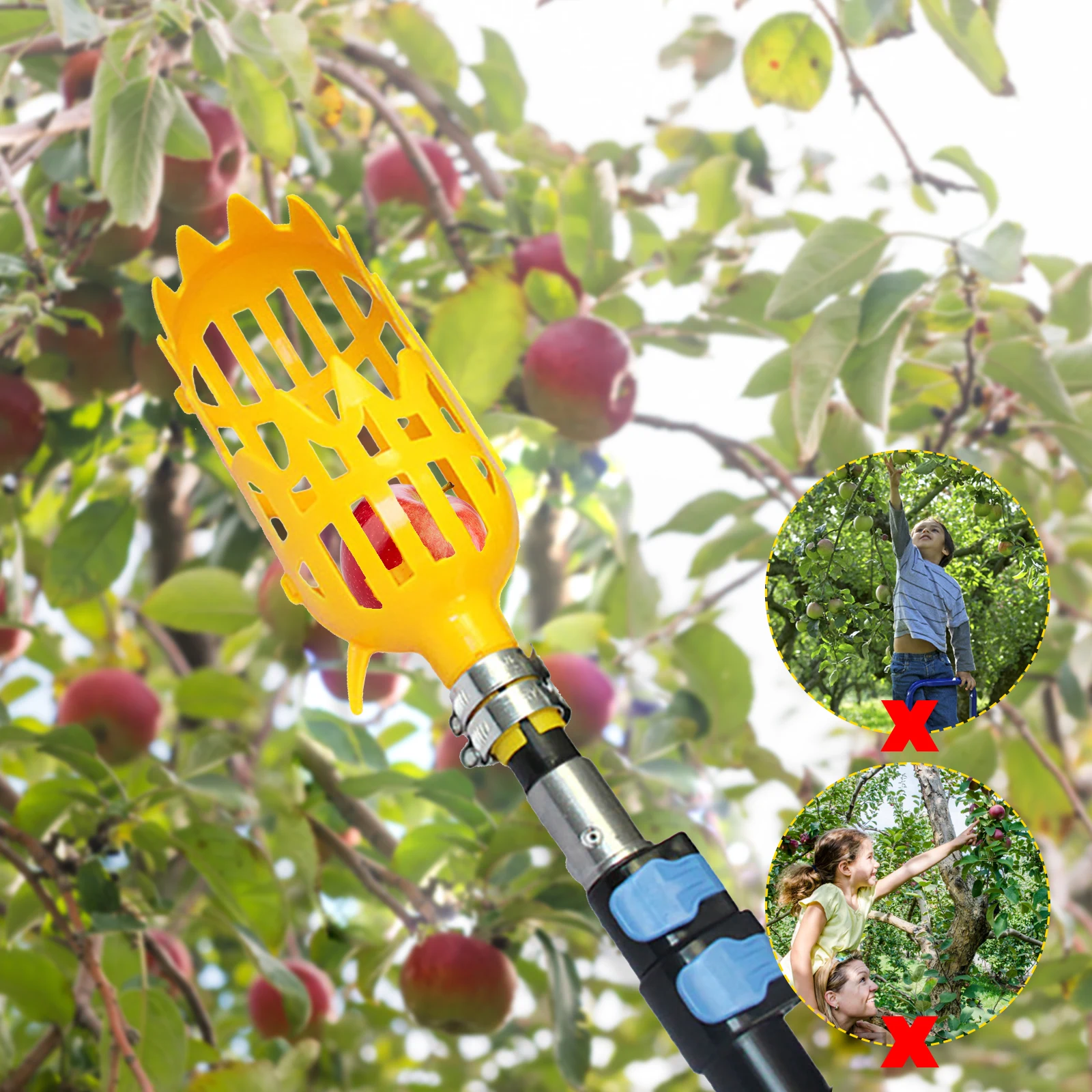 

2pcs Fruit Picker Twist-On Basket Fruit Harvester Attachment Tree Catcher Tools for Plum Avocado Orange Peach Mango